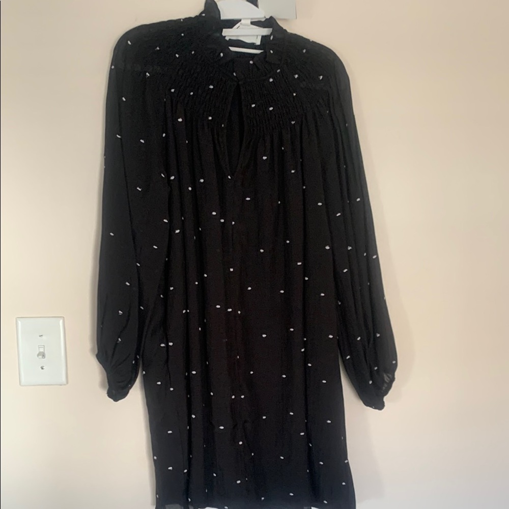 Pomander Place Black Long Sleeve Shirt with Bishop Sleeves and Mock Neck